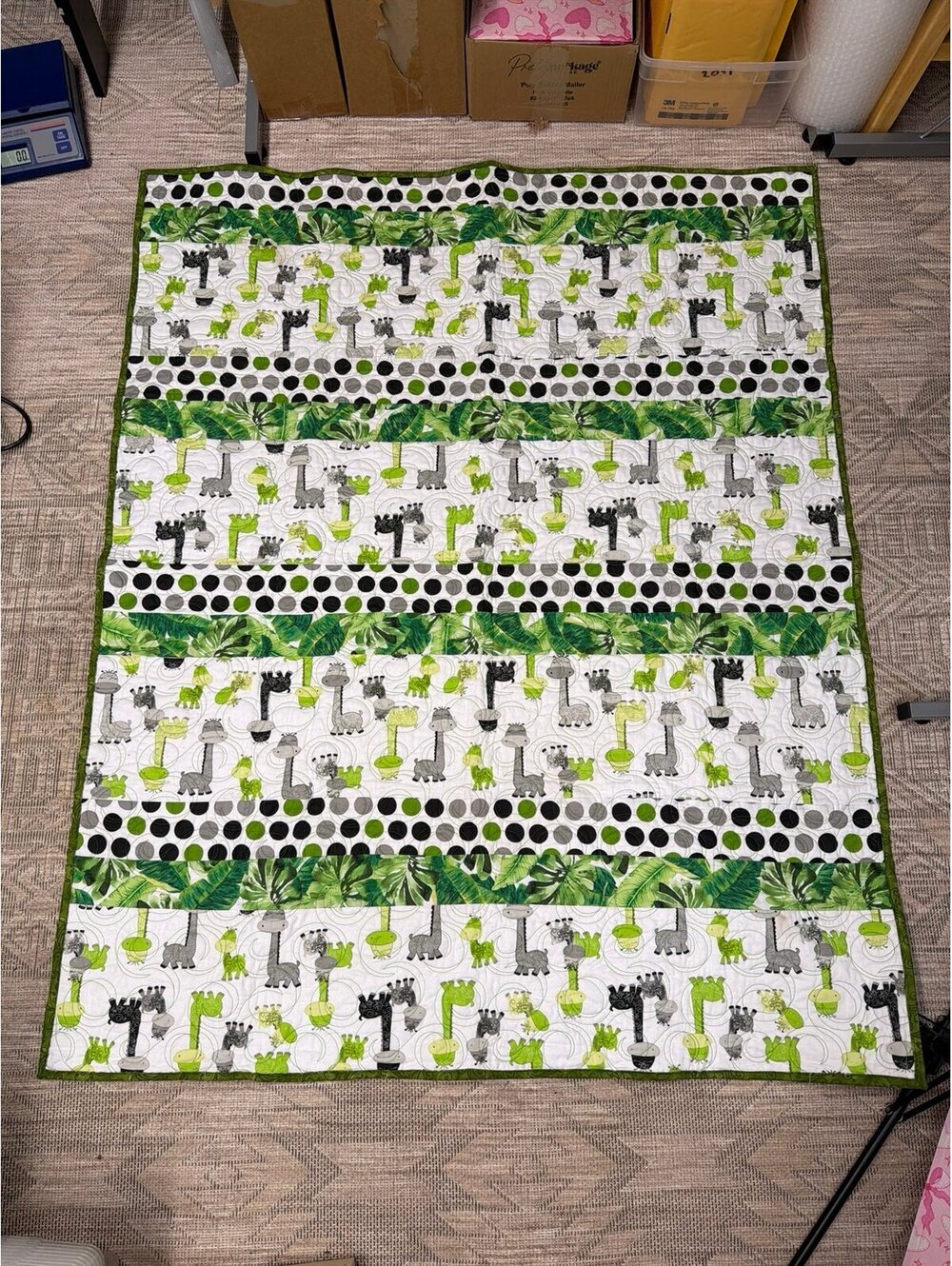 Handmade Dinosaur & Jungle Print Quilt Blanket